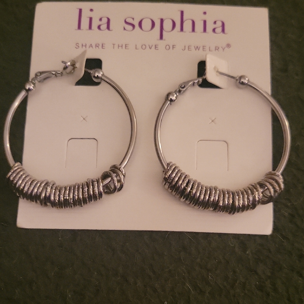 Lia Sophia Silver Rings Hoop Earrings